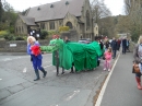 Sue Clay leading the dragon on his parade round Brockholes